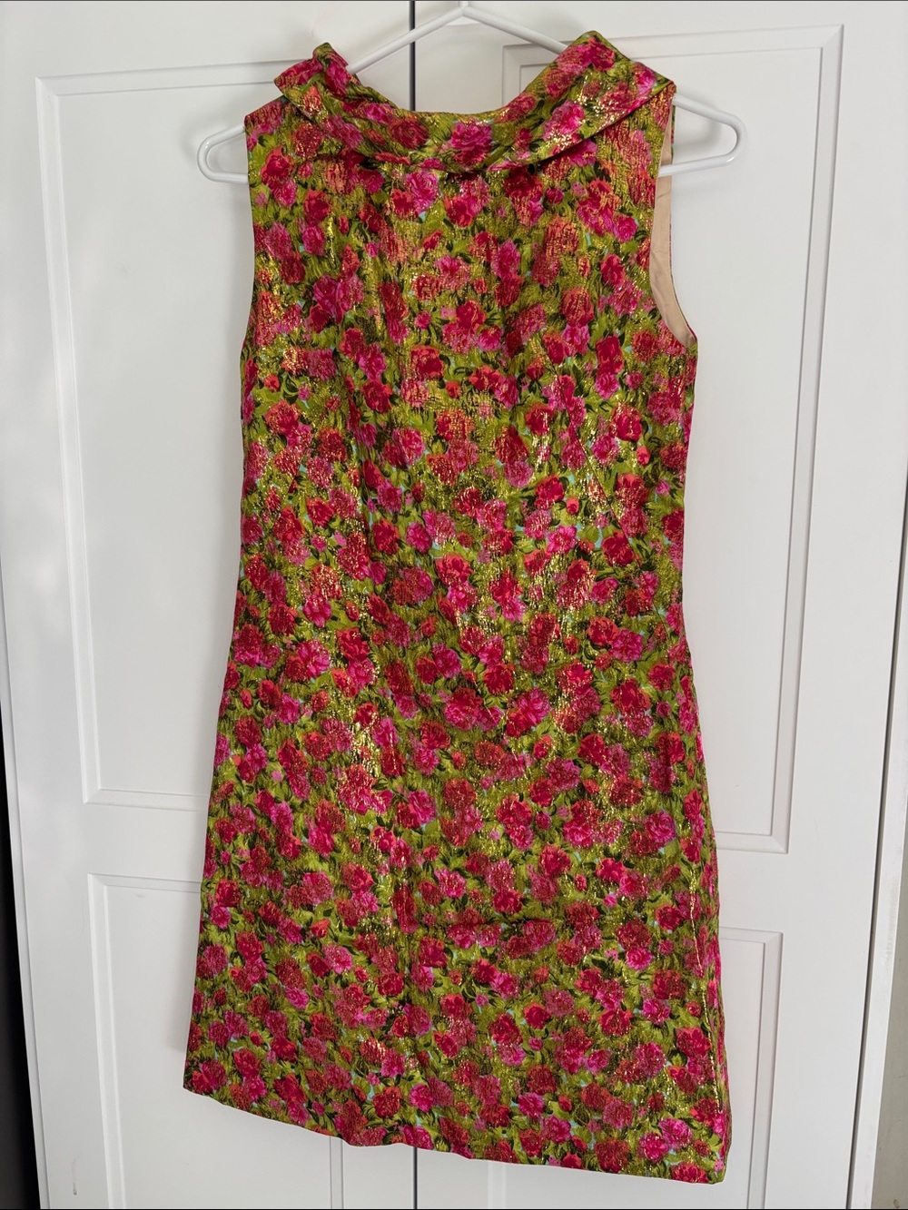 1960s Floral Shift Dress in Pink and Green